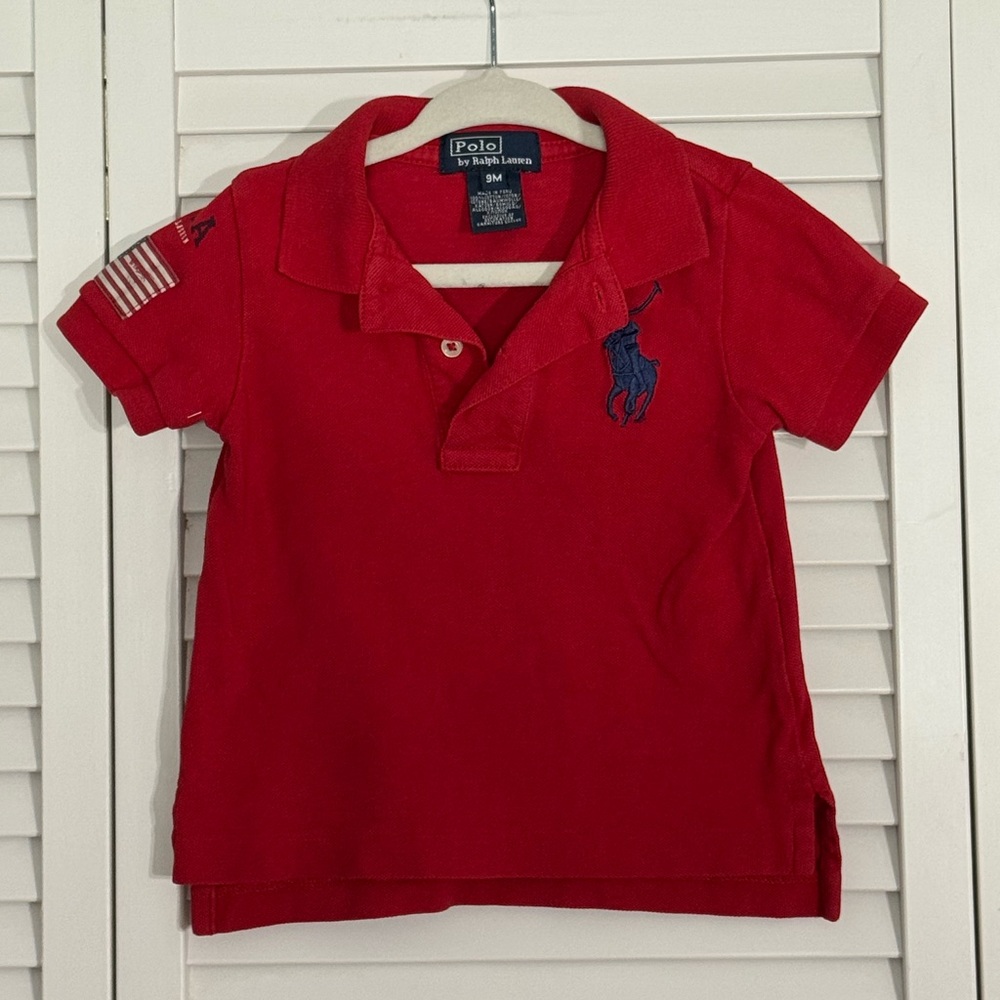 Ralph Lauren Baby Boy Polo Shirt with Large Pony Logo Prep Preppy Sz 9 Months